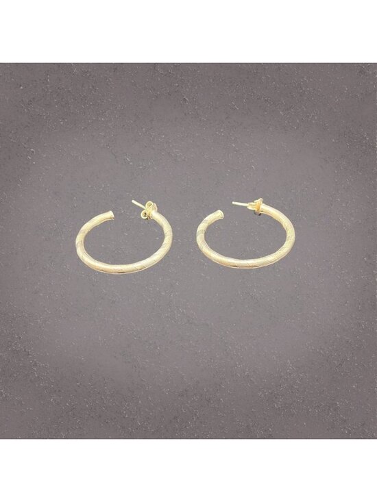 925 Sterling Silver Jewelry - Sterling Silver 925 Italy Textured Round Hoop Earrings